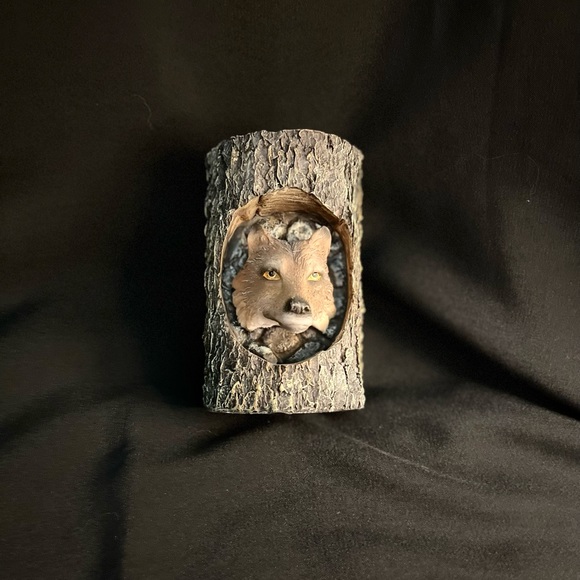 UNIQUE WOOD FOX HEAD CANDLE HOLDER - Picture 9 of 9